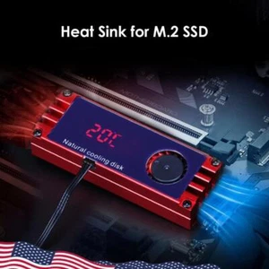 Digital Temperature Display Heatsink Cooler w/ Turbo Fan for 2280 22110 M.2 SSD - Afbeelding 1 van 13