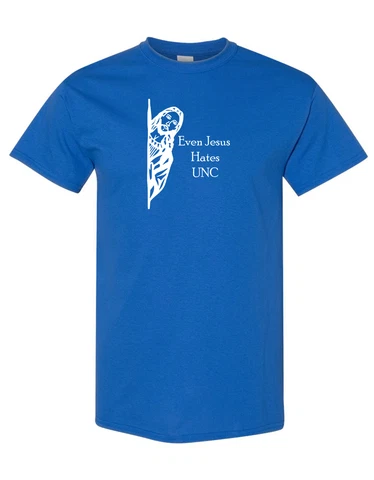 Duke Blue Devils Men's Super Soft Even Jesus Hates UNC T-Shirt Cover