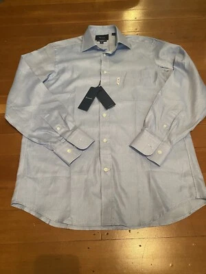 NWT Faconnable Classic Fit button up Mens blue shirt 14 1/2 37 $175 - Image 1 of 4