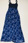 JOHN ROBSHAW LUCKY Brand Maxi Dress Women Sz XS Blue Crochet Printed Lined Dress