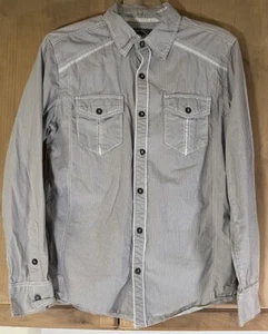 BKE Athletic Fit LS Button Up Sz M Gray/White Stripe - Imagen 1 de 8