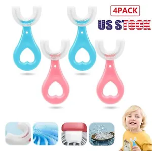 4PACK 360° Oral Teeth Cleaning U-Shaped Toothbrush Kids for Toddler Kids Age 2-6