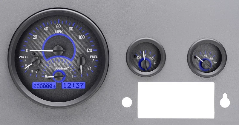 Dakota Digital 1955-86 Jeep CJ Analog Gauge System Carbon Fiber Blue VHX-55J-C-B - Image 1 of 4