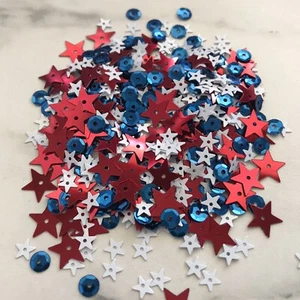15g of mixed Red White & Blue Stars Sequin Mix for sewing, cardmaking  & Crafts - Picture 1 of 5