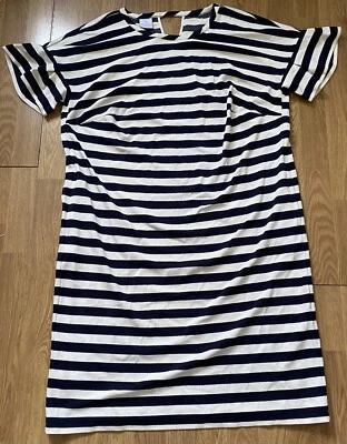 Madeleine Plus Size Navy & Ivory Striped Dress Sz 22 Boxy Fit Short Sleeved NWTs - Image 1 of 4