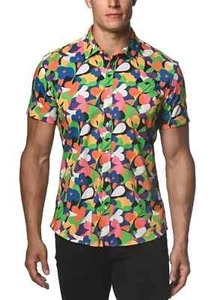 St33le Marke Herren Stretchstrick kurzärmlig geknöpftes Shirt Frühling abstrakt NEU - Bild 1 von 5
