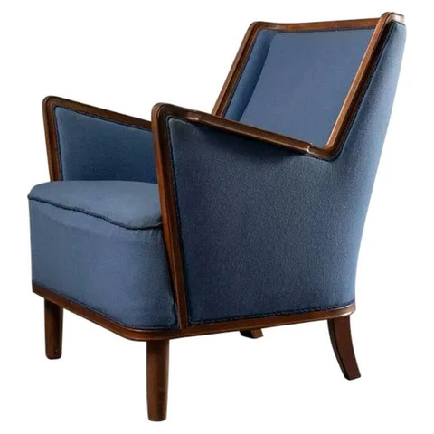 Mid Century Modern Scandinavian Blue Upholstery Lounge Chair Cover