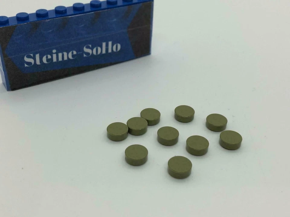 Lego (c) 10x Rundfliese - 1x1 olive grün - 98138 - tile round green - Bild 1 von 1