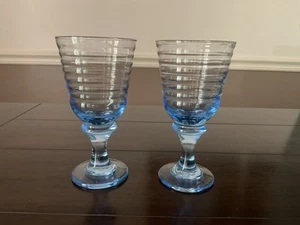 Vintage Libbey Blau Sirrus Harlekin Romantik Wasser Wein Kelche Gläser 2er Set - Bild 1 von 3