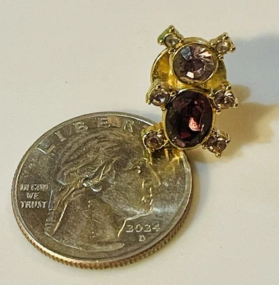 "Pin de oso de cristal Swarovski rosa y oscuro/púrpura claro solapa de 0,7"" de largo" Foto 1 de 4