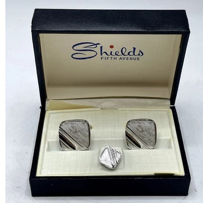 Shields 男式珠宝袖扣套装带领带别针 — 第 1/4 张图片