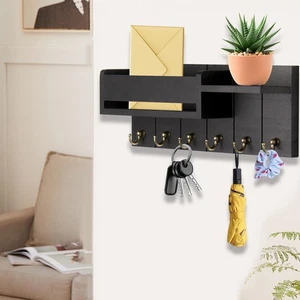 Wall Key Holder Mail Organizer with Hook Key and Mail Holder - Picture 1 of 7
