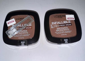 x2 ~ L'Oreal INFALLIBLE Fresh Wear Matte Finish BRONZER ~ Shade 500 DARK - Picture 1 of 3