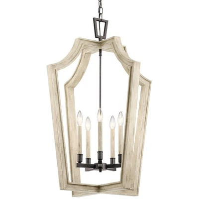 Lámpara de araña Kichler 44262 Yunque Hierro Botánica 5 luces 24"W Foto 1 de 4