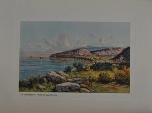 Antique Sorrento View from Capodimonte Color Engraving Original Art 1929 History - Picture 1 of 8
