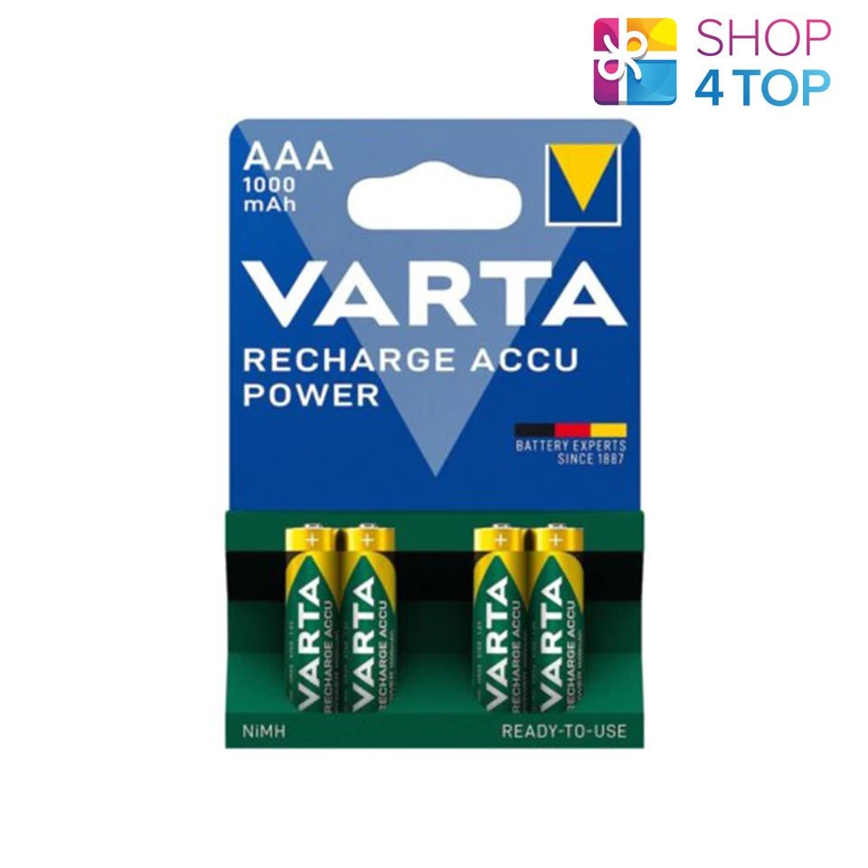 4 Varta Recharge Accu Power AAA HR03 Piles 1.2V 1000mAh NIMH Micro NEUF - Photo 1/1