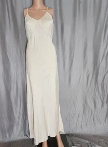 Vintage 1930s Silk Gown Maxi Size Small - Medium Adjustable Straps Flawed As Is - Picture 1 of 18
