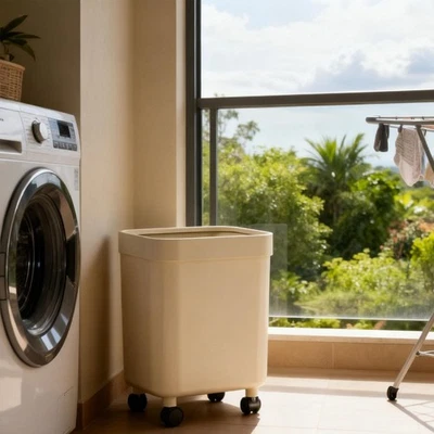 Trash Can Easy to Clean Ergonomic Trash Bin for Kitchen Bathroom Living Room - Image 1 of 4