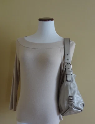 Coach Silver Metallic Pebbled Leather Hobo Shoulder Crossbody Bag C1120-F15064 - Image 1 of 4