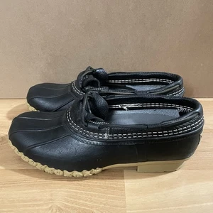 LL Bean Gummi Mokassins Entenstiefel Damengröße 10 Herren 8,5 niedrig wasserdicht schwarz beige - Bild 1 von 10