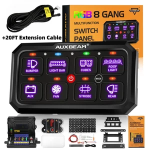 AUXBEAM RGB 8 Gang Switch Panel Toggle Momentary Pulsed Marine + 20FT Extension - Picture 1 of 12