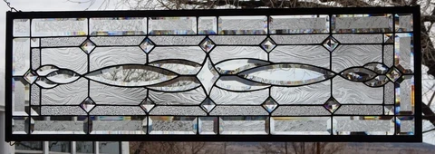 Stained Glass Transom window hanging  41 1/2 X 14 incl hooks Cover