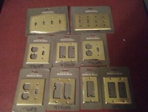 9 Different Bright Polished Brass Outlet & Switch Covers Baldwin Brass