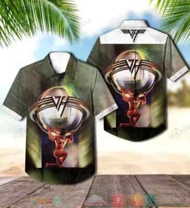 Van Halen Hawaiian Shirt, Summer Aloha Shirt, Gift For Men, Music Lover - Picture 1 of 2
