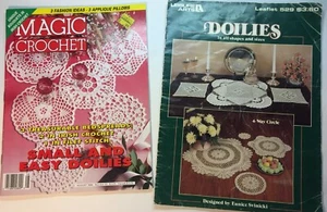 Vintage Lot of 2 Magic Crochet - Leisure Arts Pattern Books Doilies  Doilies! - Picture 1 of 10