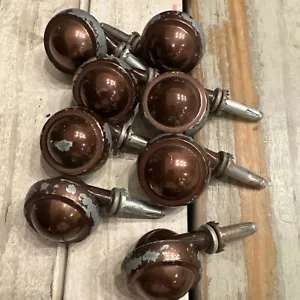 VINTAGE/ANTIQUE LOT OF (8) SHEPARD BALL METAL STEM CASTERS BRONZE COLOR APPX. 2" - Picture 1 of 18