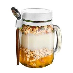 with Lids Overnight Oats Jars Oats Container Glass Breakfast Jar Yogurt Pot - Picture 1 of 17