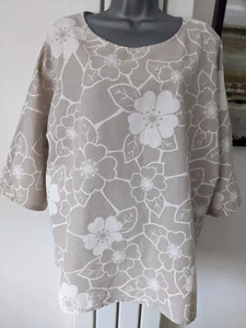 Ladies BNWT linen beige white summer top. size 16/18. LV clothing made in Italy - Picture 1 of 10