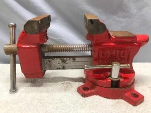 Vintage OHIO FORGE Swivel Base 3 1/2" Red BENCH VISE - Picture 1 of 8