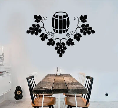 Vinilo Calcomanía de Pared Uvas Barril Vino Alcohol Enólogo Pegatinas (1744ig) Foto 1 de 3