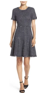Eliza J Womens NWT Short Sleeve Fit & Flare Dress Navy 16 - Picture 1 of 6