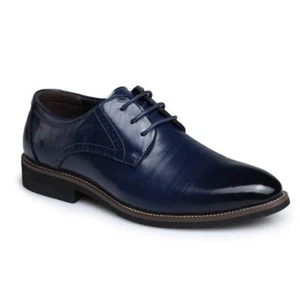 Blue Oxford Brogue Dress Shoes Leather Formal Wedding Mens Shoe - Picture 1 of 12
