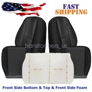 Bottom-Top Cloth Seat Cover Black & Front Foam For 2007-14 GMC Sierra 1500 2500 - Picture 1 of 24