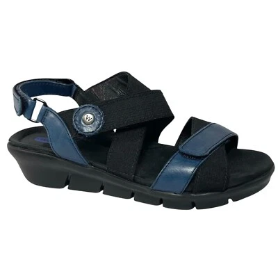 WOLKY ELECTRA Sandalias Confort Cuña Azul Negro Ajustables 38 8 Nuevas Foto 1 de 4
