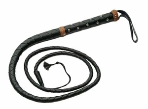 Hand Crafted Leather Bull Whip 5" Studded - Picture 1 of 1
