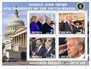 Stamp block 47th President of US re-election Donald Trump 2025 Liberia - Picture 1 of 1