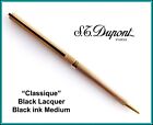 S.T. DUPONT CLASSIC / CLASSIQUE Gold plated & Black Laquer Clip BALLPOINT PEN