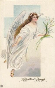 Vestido blanco de ángel postal de Pascua + flores blancas alegrías de Pascua - Imagen 1 de 2