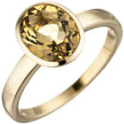 Jobo Damen Ring 585 Gold Gelbgold 1 Citrin Gelb Goldring Citrinring Rw: 56
