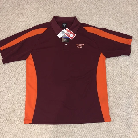 Starter Brand Virginia Tech Hokies Polo Shirt Vintage Men Large Performance Golf Cover