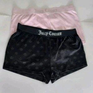 Juicy Couture Womens Sleepwear Sice L Shorts Set of 2 Pink & Black - Picture 1 of 8