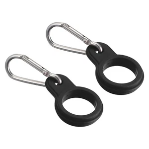 Silicone Water Bottle Clip with Buckle, 2pcs Drink Holder Hook, Black Silver - Picture 1 of 5