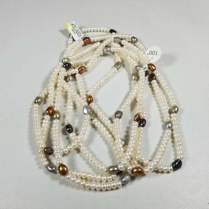 100" Pearl Necklace Freshwater Round White Multi Color Endless NWT 5-6mm 7-8mm - Picture 1 of 8