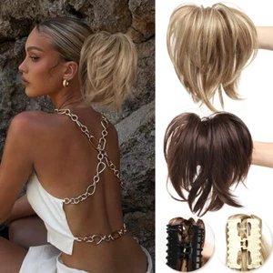 Claw Clip Short Ponytail Hair Extensions Bendable Metals DIY Bun Fake Hairpieces - Picture 1 of 27