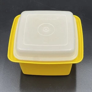 Vintage Tupperware 861 Yellow Square Jam Storage Container with Sheer Lid 862 - Picture 1 of 6