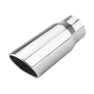 4" Inlet 5" Outlet Exhaust Tip Polished Diesel Tailpipe Fr Truck Clamp-On Silver - Picture 1 of 8
